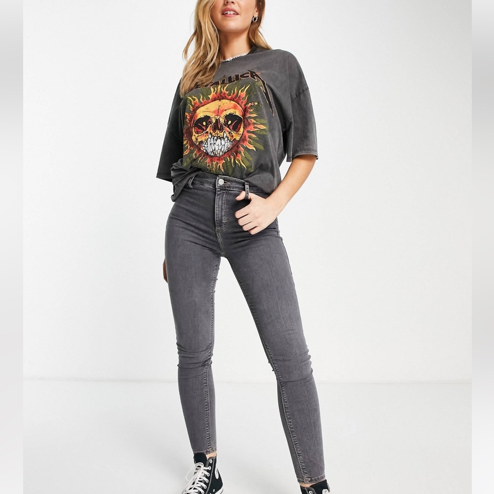 Topshop Moto Petite Joni Jean, Gray, W32/L28